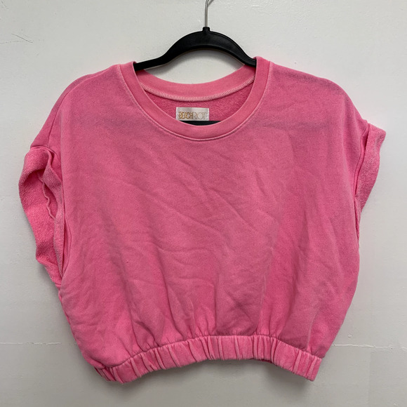 BeachRiot Pink Cropped Sleeveless Sweat Shirt Top Womens Size Large - Picture 1 of 5